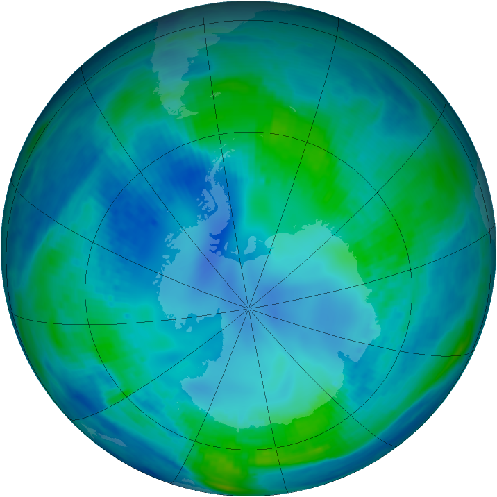 Antarctic ozone map for 30 April 2000